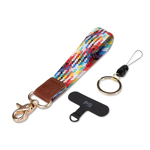 PureGear Universal Braided Stretchy Nylon Wristlet and Key Chain Ring, Hands-Free Elastic Wristlet Lanyard for iPhone/Mobile Phones/Keys/Camera/ID