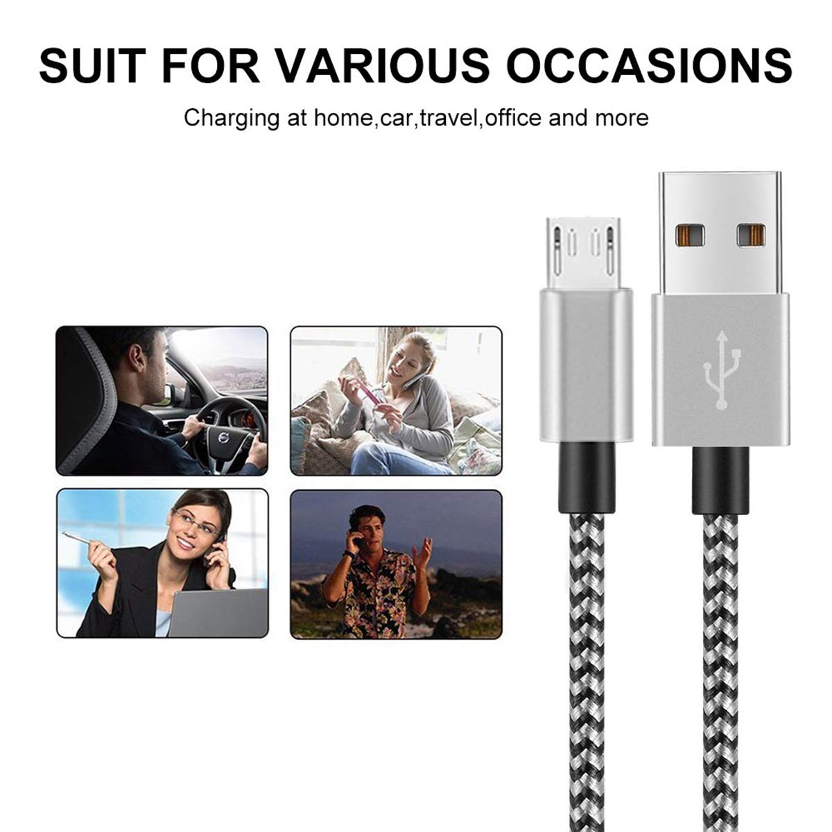 Kindle Fast Charging Cord, 3Pack 3ft Micro USB Android Charger Cable Quick Charge for Amazon Fire HD 6 7 8 10(1st-8th Gen) HDX 8.9" 9.7" Tablets