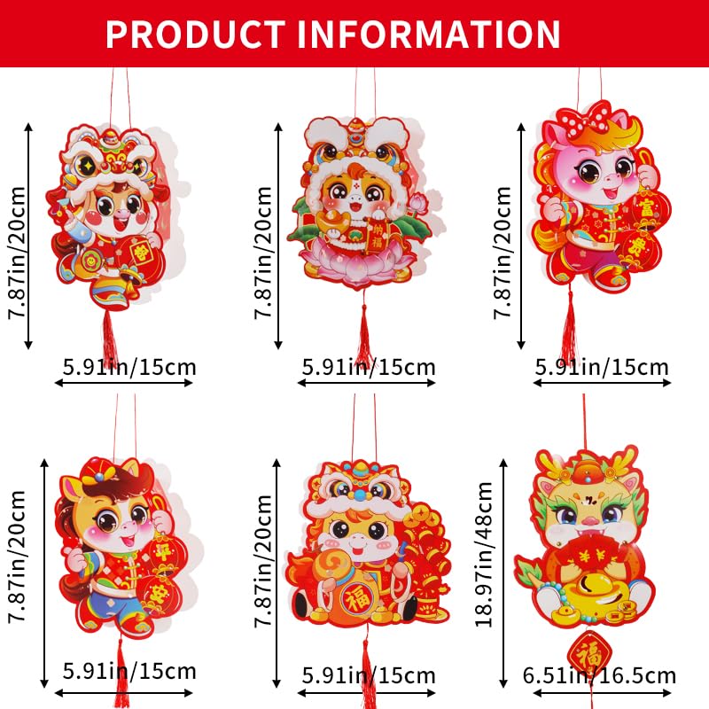 6 PCS Spring Festival Lantern DIY Handmade 2026 Lunar New Year Horse Lantern Easy to Operate Party Decorations