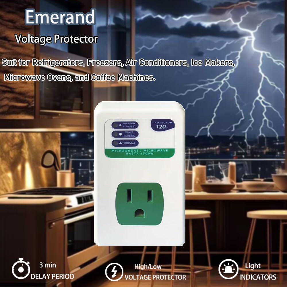 Emerand Electronic Voltage Protector(Surge Protector) Household Appliance Voltage Protection OverVoltage and UnderVoltage Protection Socket Surge