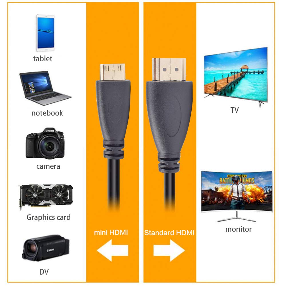 Alitutumao Camera to TV Monitor HDMI Cable Cord Canon Camera Mini HDMI to HDMI Cable Compatible with Canon PowerShot ELPH EOS Rebel DSLR SL1 SL2 T1i
