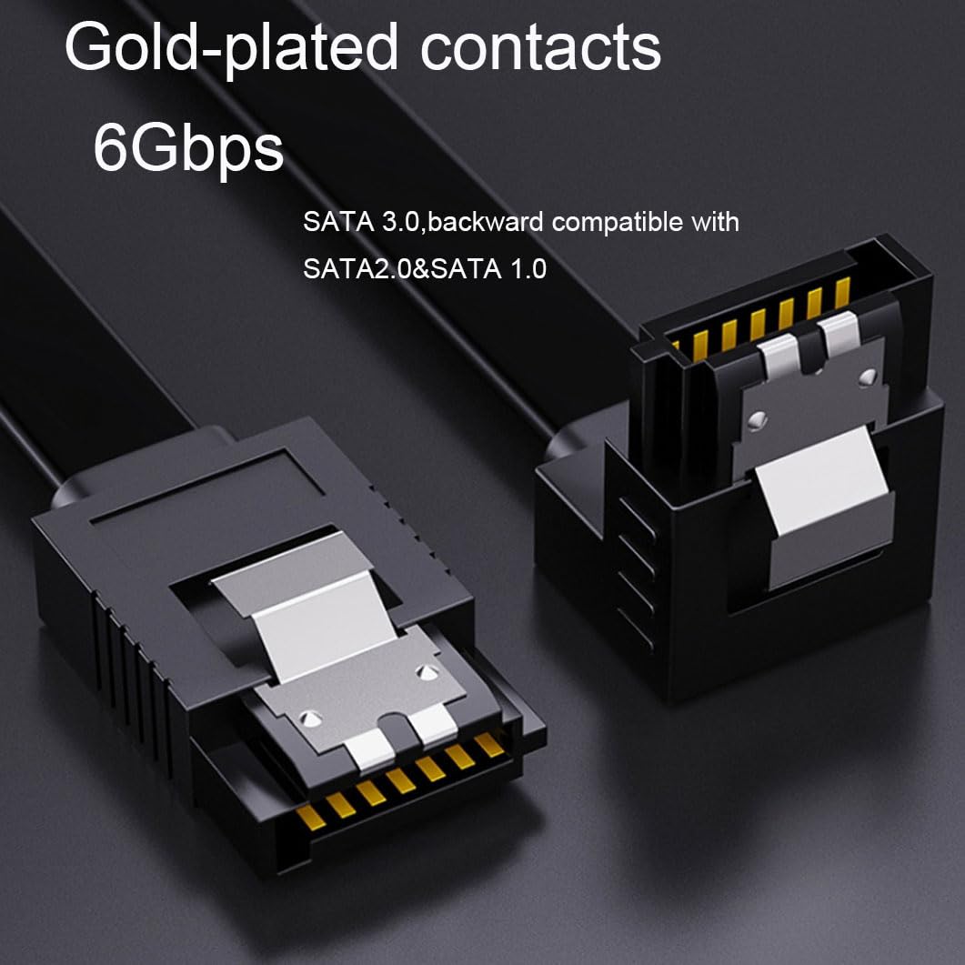 qintxgrtysen SATA Cable III,1 Pack SATA Cable III 6Gbps Straight HDD SDD Data Cable with Locking Latch 50CM& 19.6inch Compatible for SATA HDD