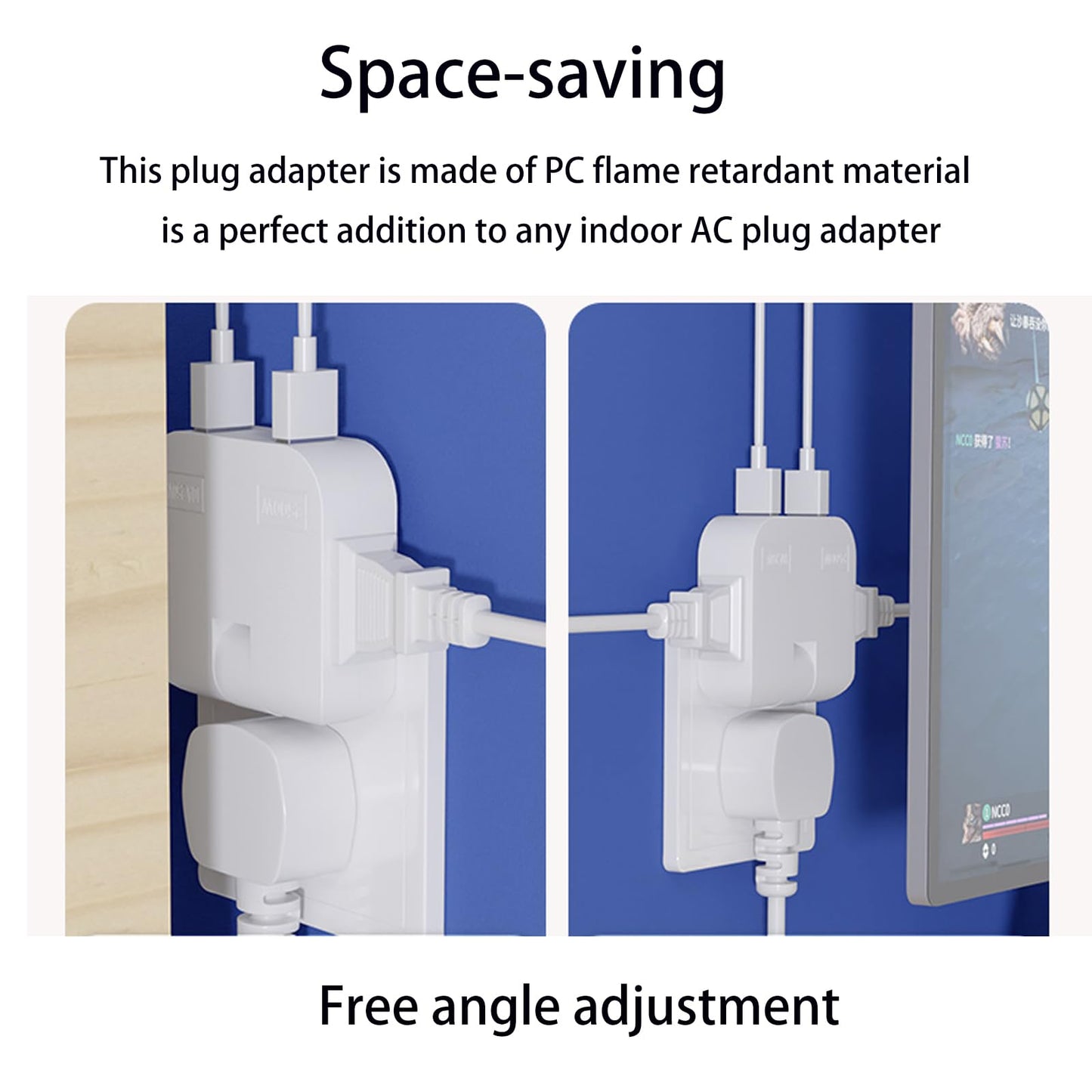 3 Way Flat Wall Plug Extender AC Adapter,Ultra Thin Folding Electrical Outlet Splitter,2-Prong Swivel Rotatable Socket,Perfect for Home and Travel.…