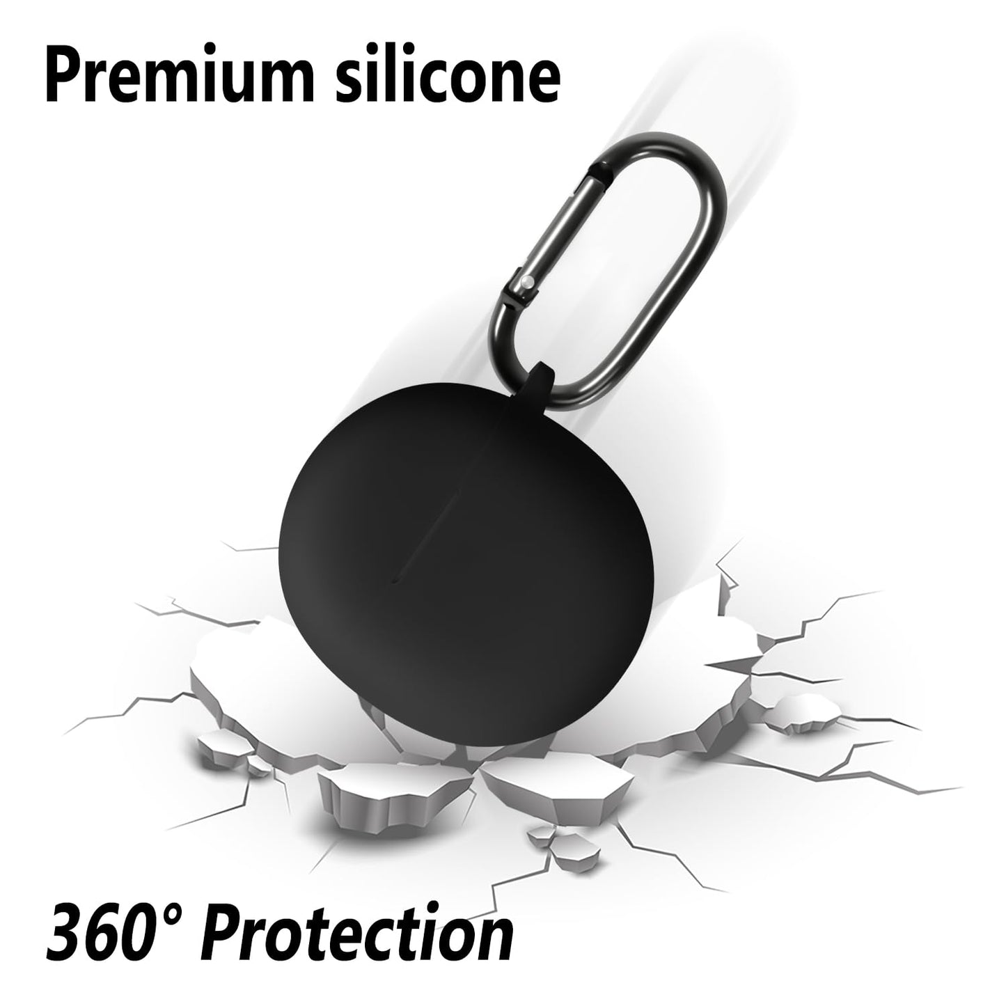 Geiomoo Silicone Cover for Google Pixel Buds 2A Case, Soft Flexible Scratch Resistant Protective with Carabiner (Black)