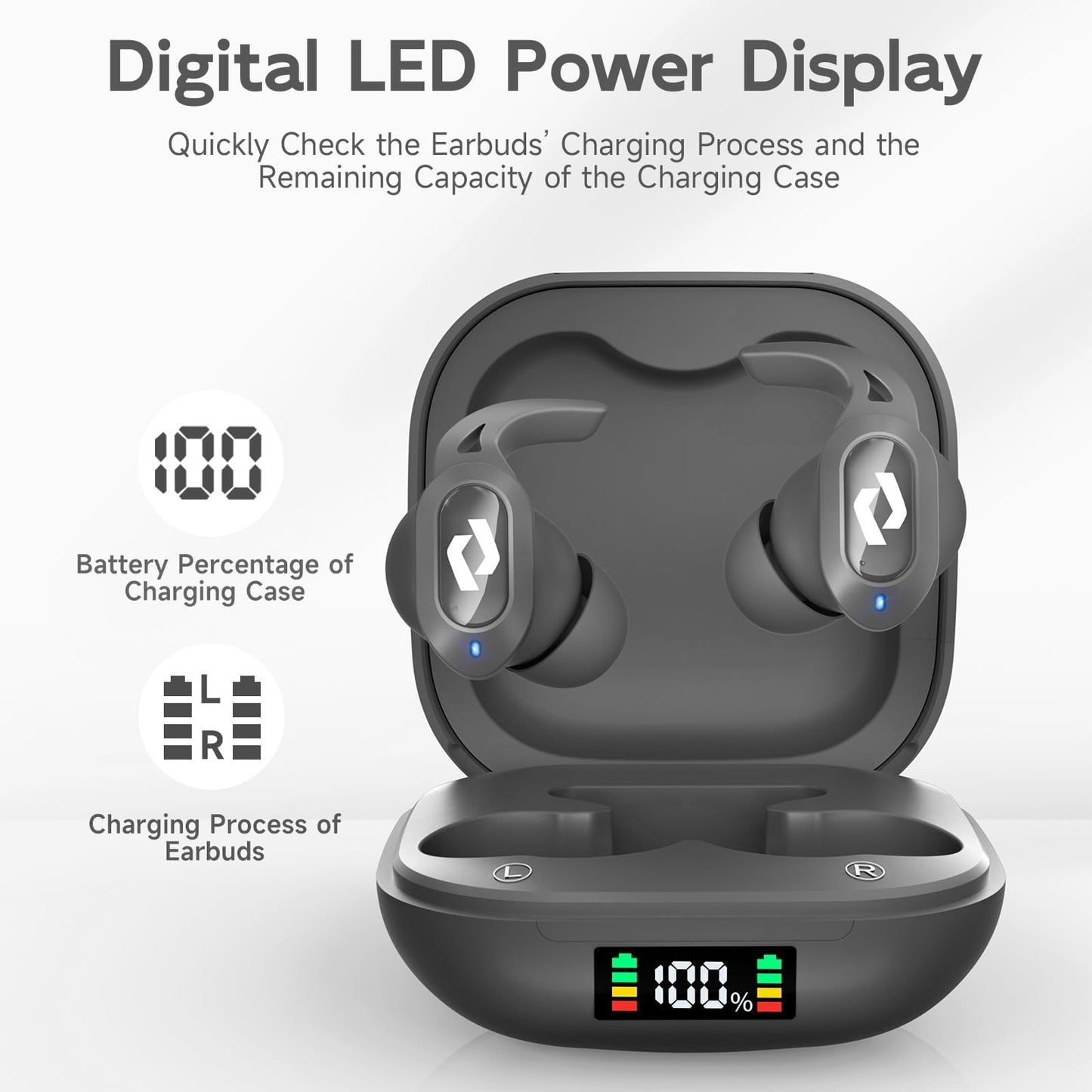 Wireless Ear buds Bluetooth Earbuds Wireless Charging Case Waterproof Headphones Built in Microphone Stereo Bass 64H Playback LED Power Display