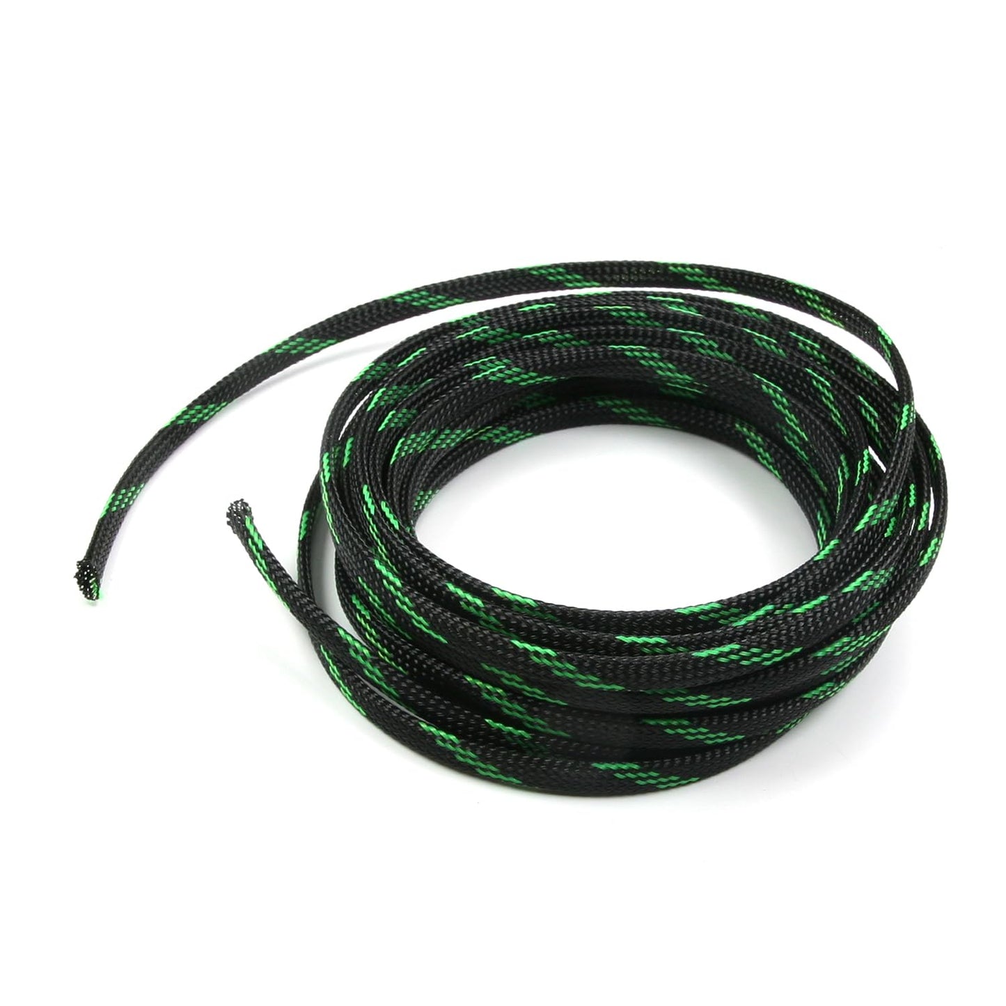 Othmro 5m/16.4ft PET Expandable Braid Cable Sleeving Flexible Wire Mesh Sleeve Black Fluorescent Green,Cord Management for Home Office