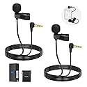 NEEWER Mini Lavalier Microphone (2 Pack), 6.6ft/2m Clip On Wired Condenser Lapel Mic with 3.5mm TRS Plug, Compatible with DJI Mic 2, Rode Wireless Go