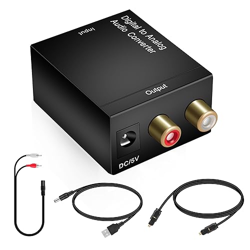 Digital Optical Coax to Analog Stereo Audio L/R Converter Adapter with Optical Cable RCA Cable,Adapter not Include