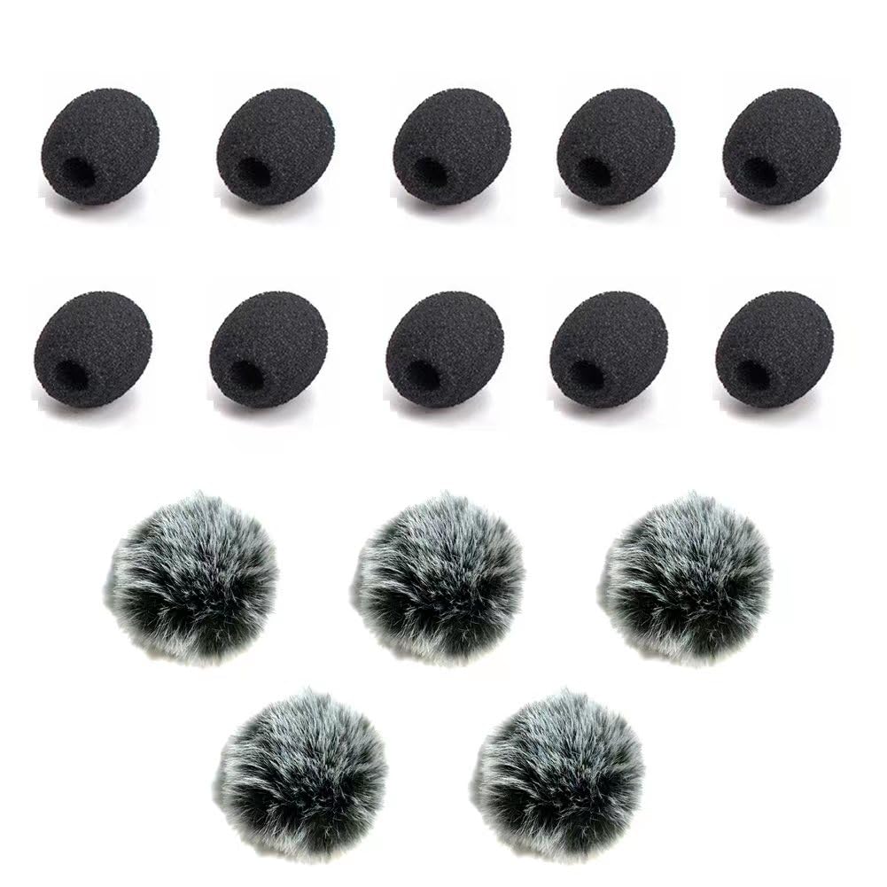 ZRAMO5 Packs Professional Furry Outdoor Wireless Lavalier Microphone Wind Screen Furry Muffs Diameter 4-8mm Fits Most Lapel Clip Lav Windscreen