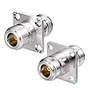 Eightwood 2pcs N Female to Female 4 Hole Flange Panel Mount Adapter for Ham Radio WiFi Antenna Cable
