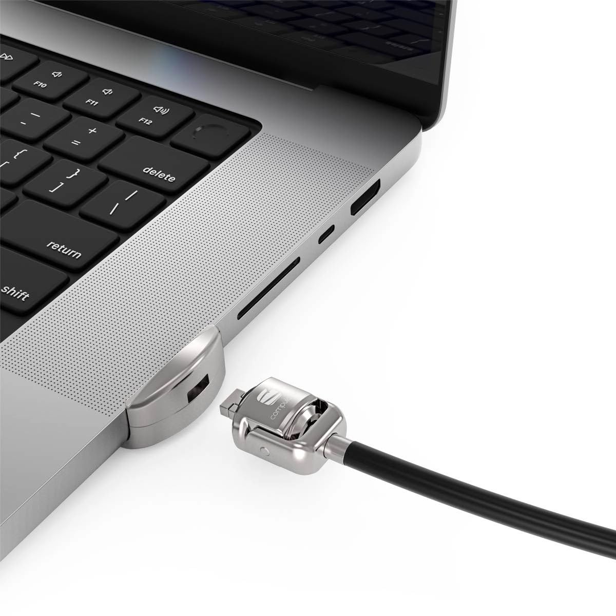 Compulocks Ledge Lock Adapter and keyed Cable Lock for M1, M2, M3, & M4 MacBook Pro 16" Silver