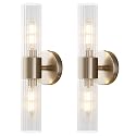 Timeweave Wall Sconces Set of Two, Bathroom Light Fixtures 2-Light, Modern Vanity Light for Bathroom, Wall Light with Glass Rods Shades for Mirror