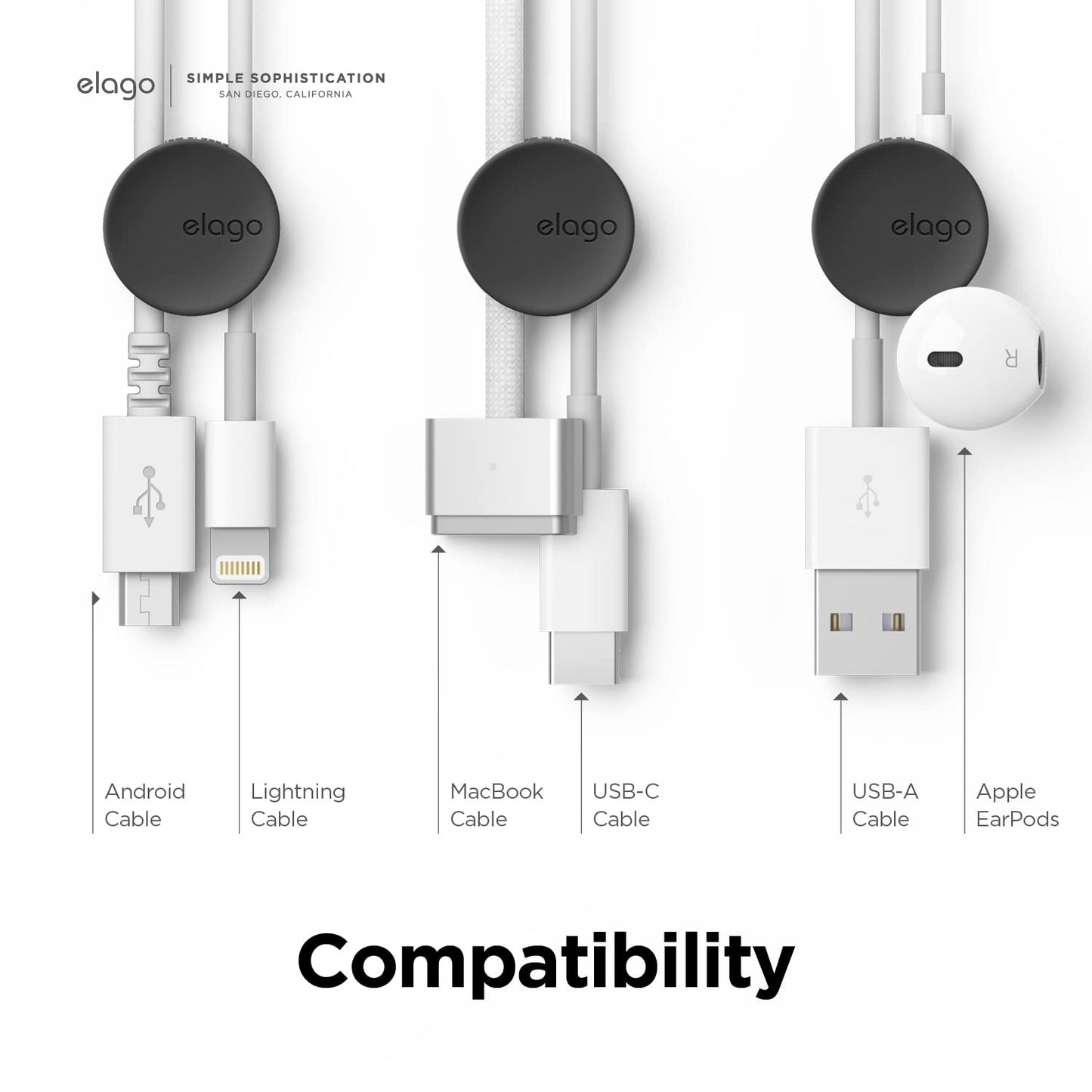 elago Cable Management Buttons - Desk Organizers, Desk Accessories, Cable Clips, Cord Organizer, Office, Home Office, 2 Cable Holding Slots, Flexible