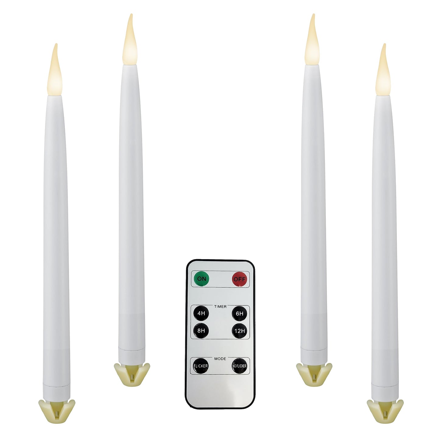 612 Vermont LED Taper Candles Battery Operated with Remote Control, Warm White Flame, 11.75” Tall, VT-R1661-4