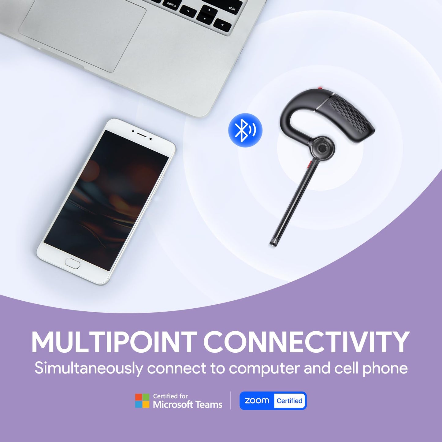 Yealink Bluetooth Headset BH71 Pro,Teams Zoom Certified,Single Ear Wireless Headset with Charging Case,Bluetooth Earpiece with Noise Canceling