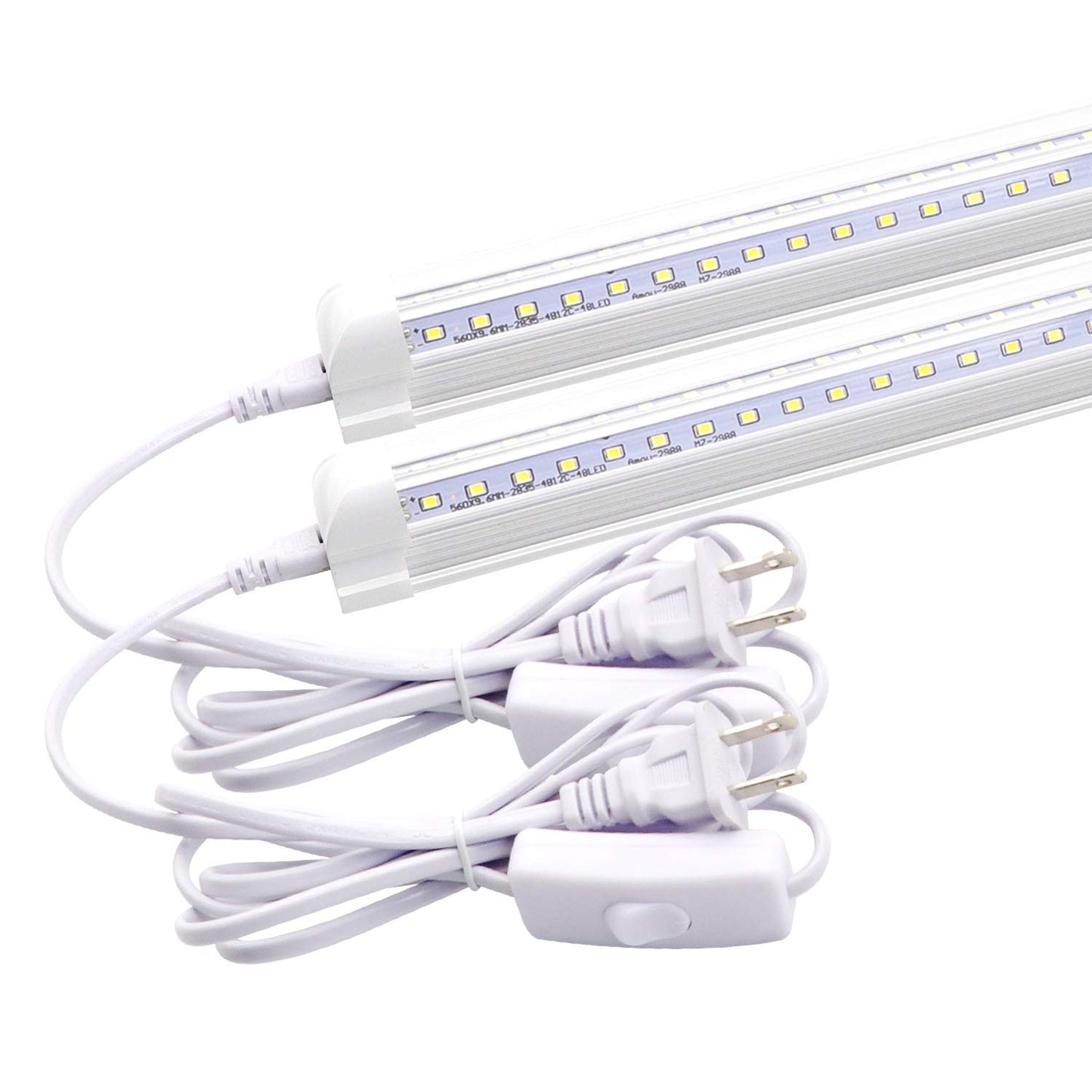 T8 LED Light Fixture 2ft 1680lm 15W Under Cabinet Lighting, 6500k Cool White, Workbench and Utility Shop Lights, Corded Electric with Built-in ON/Off