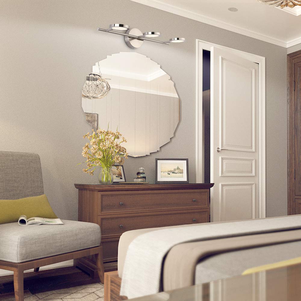 Joossnwell Modern LED Vanity Lights Nickel Finish, 3-Light Bathroom Lighting Fixtures 21.26" Inch 15W Metal Wall Sconces with Swing Arm Up and Down