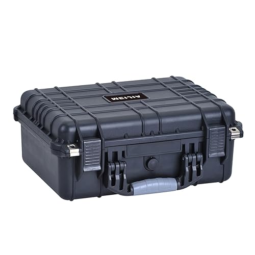 MEIJIA All Weather Waterproof Hard Camera Case with Customizable Fit Foam,Fit Use of Drones,Camera,Equipments,Pistols,Black,15.98x12.99x6.85inches