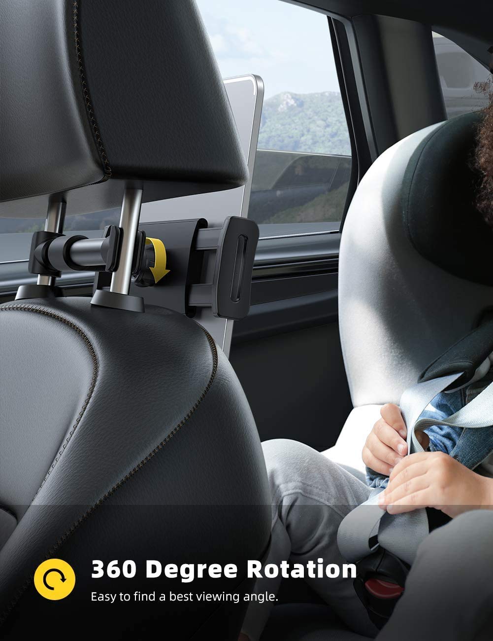 Lamicall Car Headrest Mount, Tablet Headrest Holder - Stand Cradle Compatible with iPad Pro Air Mini, Galaxy Tabs, Other 4.7-10.5" Cellphones