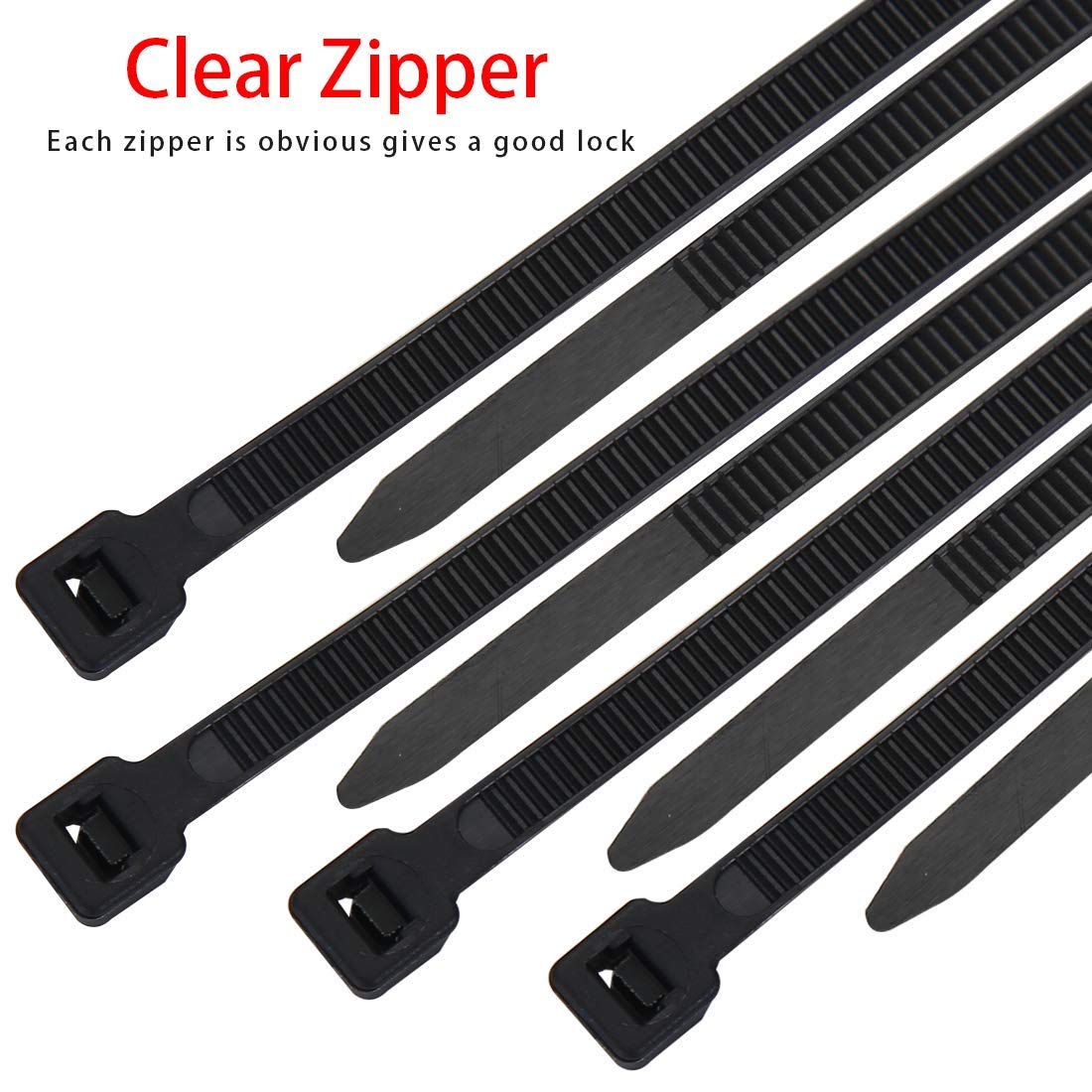 Axgo 100 Piece Multi-Purpose 12 Inch Nylon Self Locking Cable Ties, Black