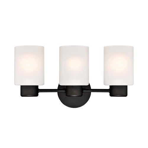 Westinghouse 6354100 Sylvestre Three-Light Indoor Wall Fixture, Oil Rubbed Bronze Finish with Frosted Glass