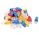 uxcell 30pcs 8P8C Cat6 Patch RJ45 Head Shielded Modular End Adapter w Boot Protector Blue Red Yellow