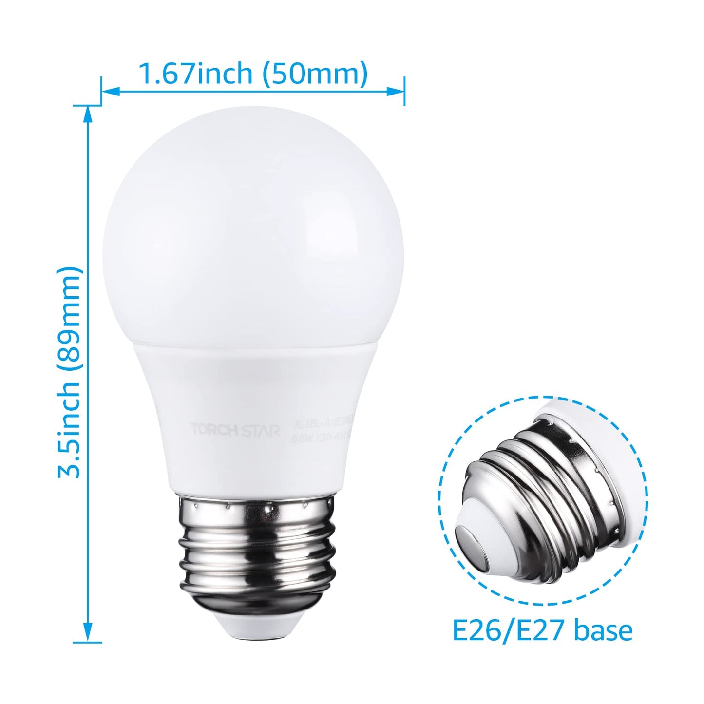 TORCHSTAR 12-Pack A15 LED Bulbs Dimmable Light Bulb for Ceiling Fan 5000K