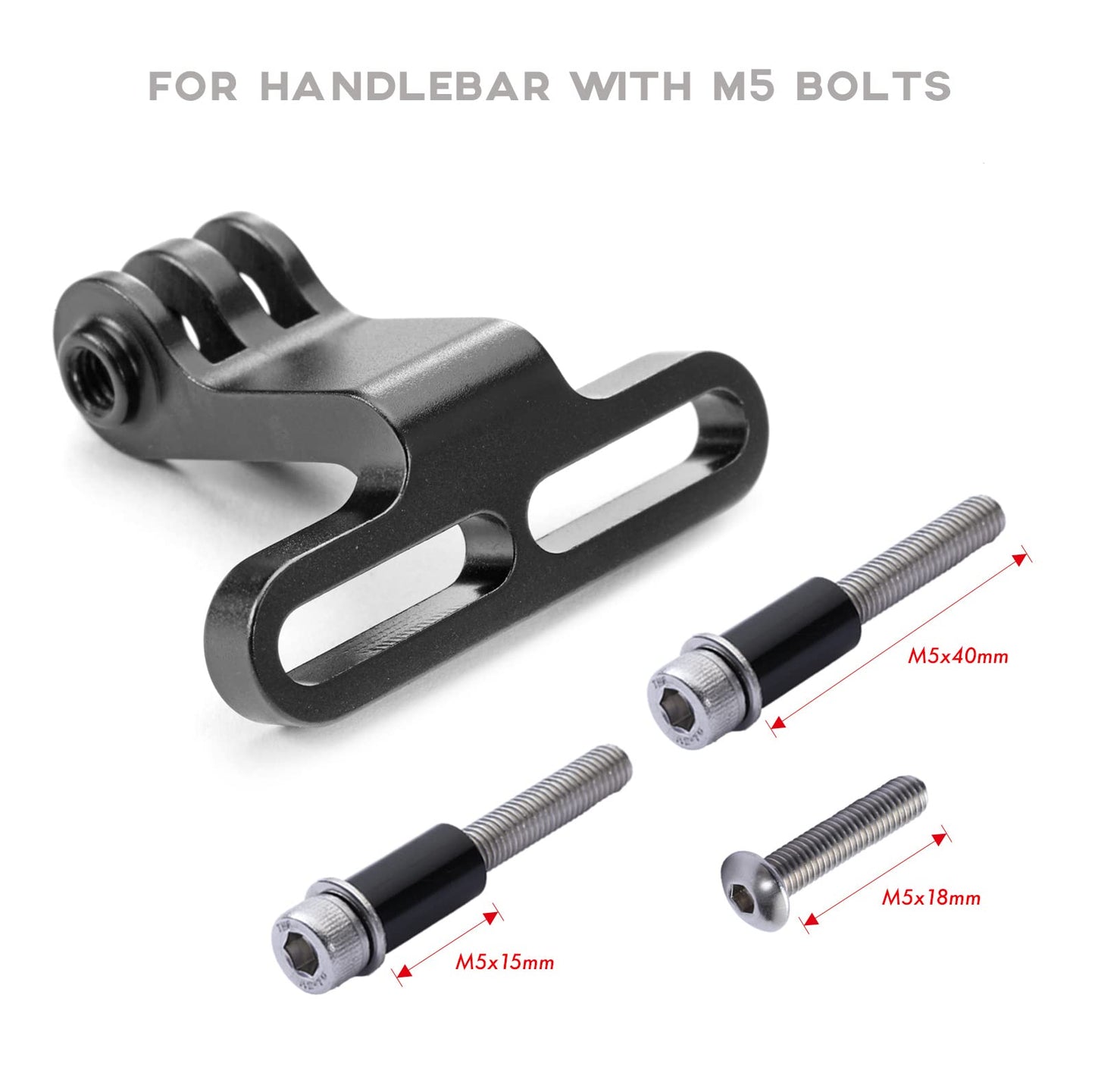 VEXPLO Bicycle Handlebar Stem Mount for GoPro, Garmin, Flashlight - Full Metal Bike Stem Camera Mount with M5*40mm Shoulder Bolts