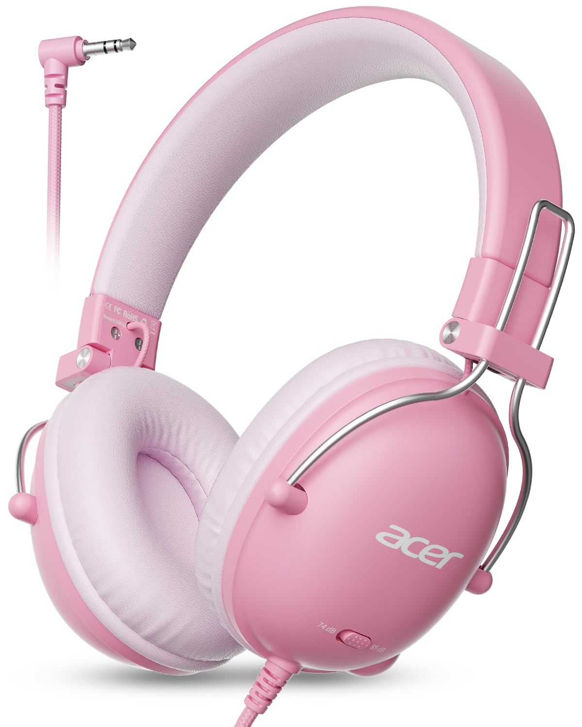 Acer Kids Headphones Wired for School, 74-85dB Limiter, Pink OHW342