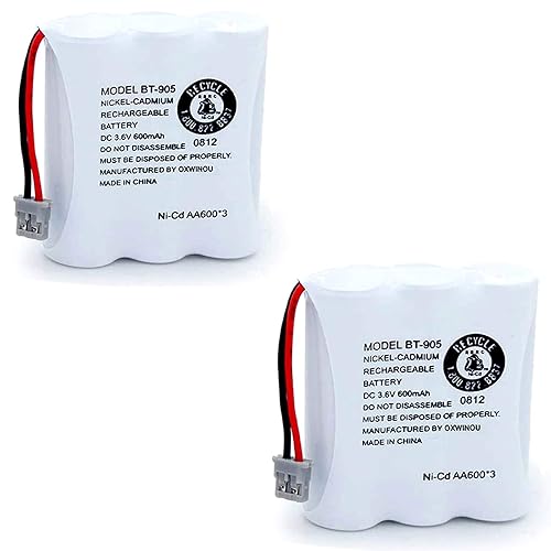 OXWINOU BT-905 BT905 Rechargeable Cordless Handset Phone Battery Compatible with for BBTY0663001 BBTY-0444001 BP-800 BP-905 BT-1006 3.6v 600mAh Ni-CD