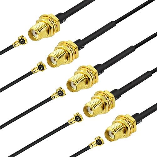 JacobsParts (5-Pack) 6" U.FL to SMA Female Antenna WiFi Pigtail Cable UFL 1.13mm Mini PCI