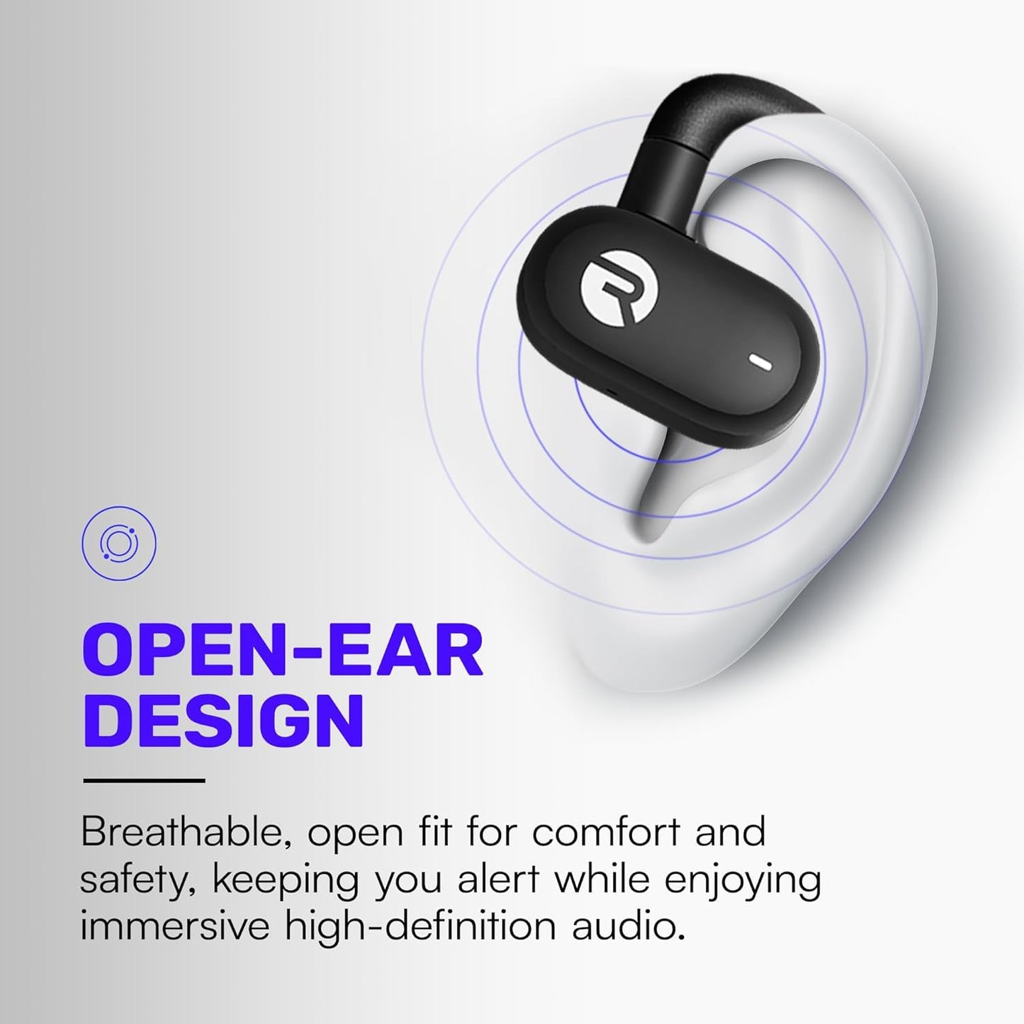 Raycon Fitness Open Ear Earbuds - Open Ear Headphones, Earbuds Wireless Bluetooth, Running Headphones, Sweat & Water-Resistant Earphones, 40 Hours