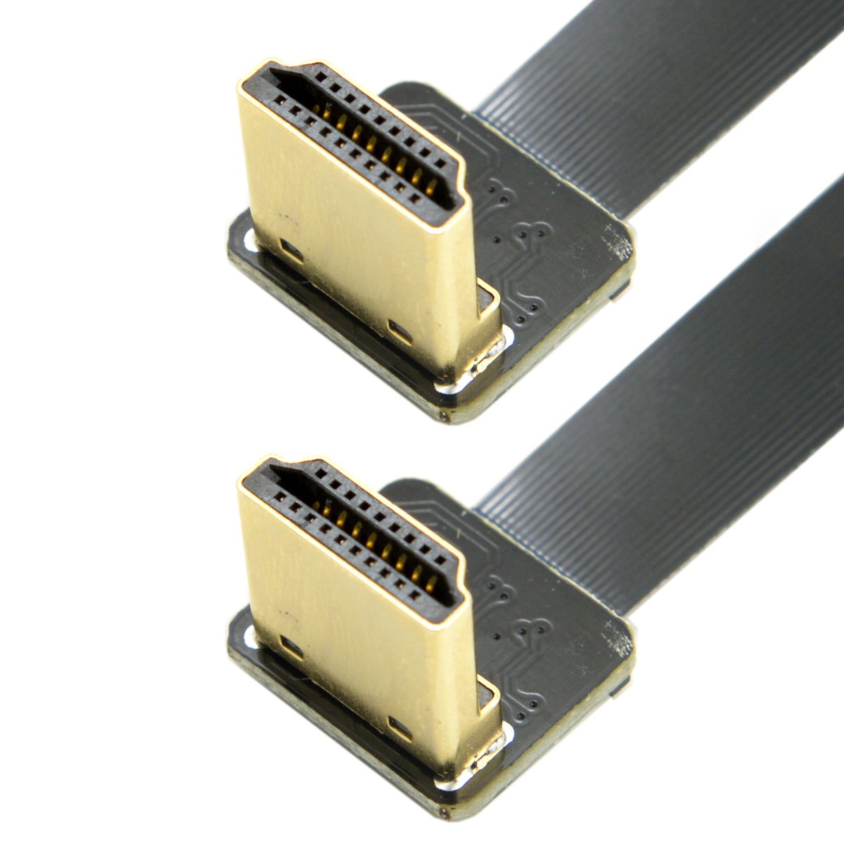 Cablecc CYFPV Dual 90 Degree Down Angled HDMI Type A Male to Male HDTV FPC Flat Cable 20cm for FPV HDTV Multicopter Aerial Photography