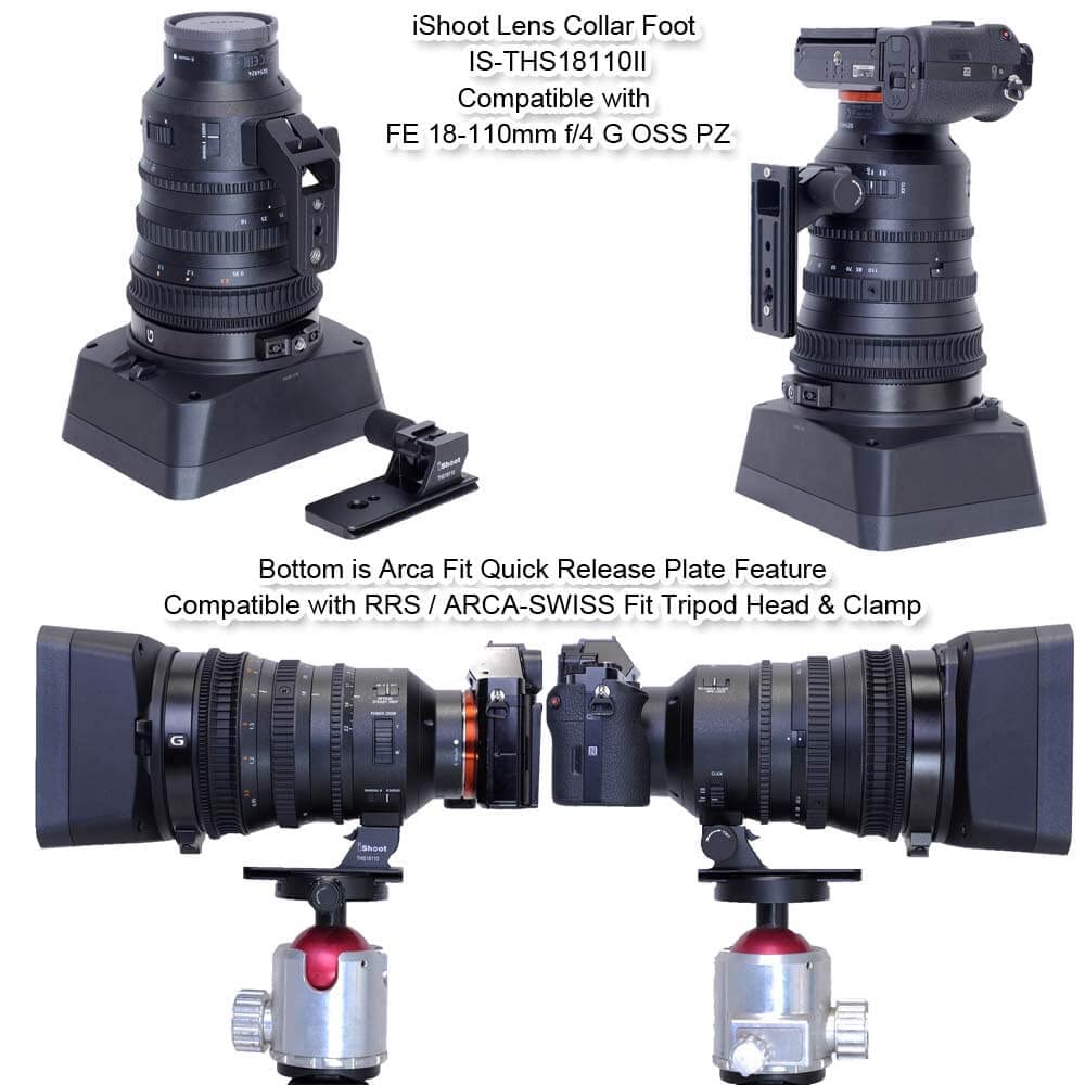 iShoot Replacement Lens Foot, All-Metal Lens Collar Base Tripod Mount Ring Stand for Sony FE PZ 18-110mm f/4 G OSS Lens SELP18110G, Built-in