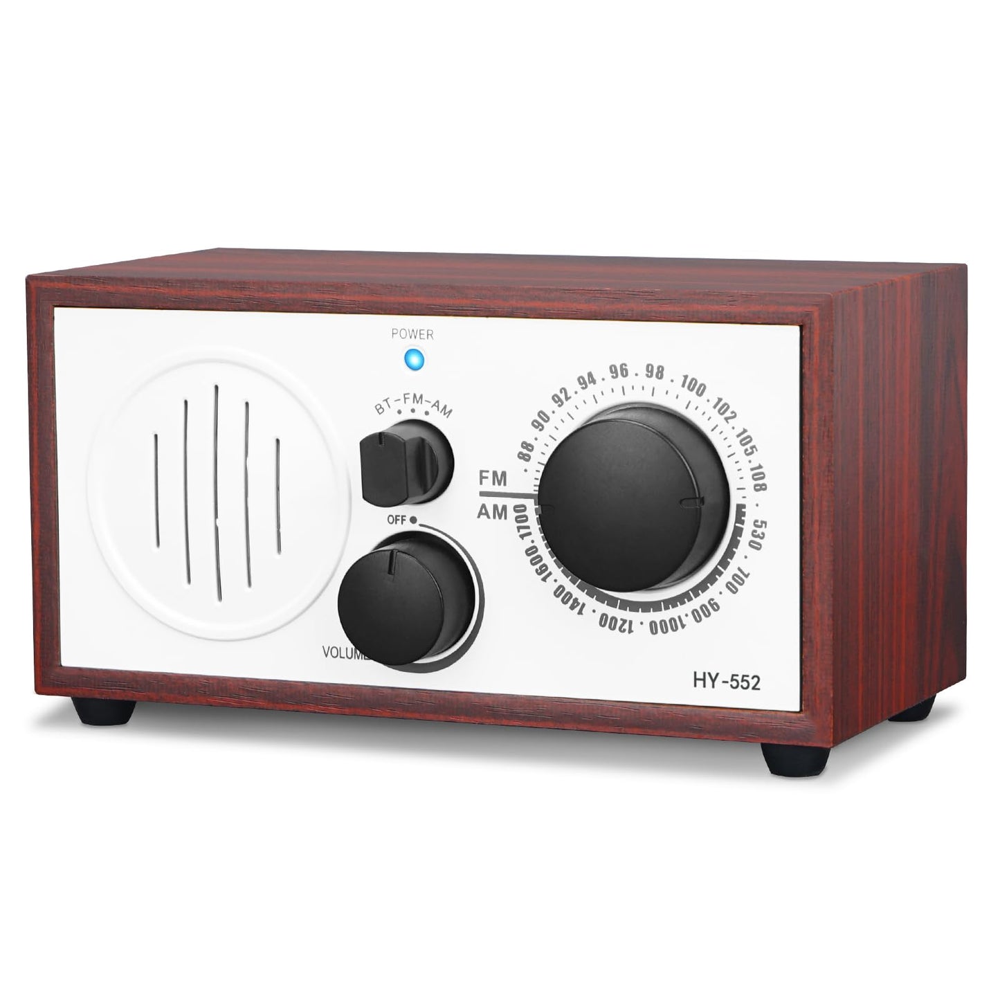Vintage Wood AM FM Bluetooth Speaker Radio Plug in Wall, Elegant and Retro Design, Old Fashion Radio Bluetooth Speaker with Aux in, Headphone Jack