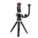 Portable & Sturdy Adjustable Phone Tripod,Cell Phone Mount Easy to Adjust 360° Ball Head, Mini Tripod with Cold Shoe Mount, 1/4'' Screw for Magic