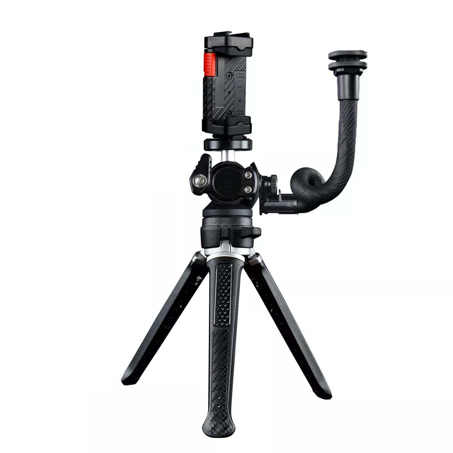 Portable & Sturdy Adjustable Phone Tripod,Cell Phone Mount Easy to Adjust 360° Ball Head, Mini Tripod with Cold Shoe Mount, 1/4'' Screw for Magic