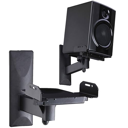 VideoSecu Side Clamping Bookshelf Speaker Wall Mount - Sturdy Steel Gripping Bracket (one Pair) 3LH