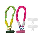 ISEMRO 2Pcs Phone Wrist Strap,Universal Cellphone Lanyard with 4pcs Tether Tab (Green+Rose Red)