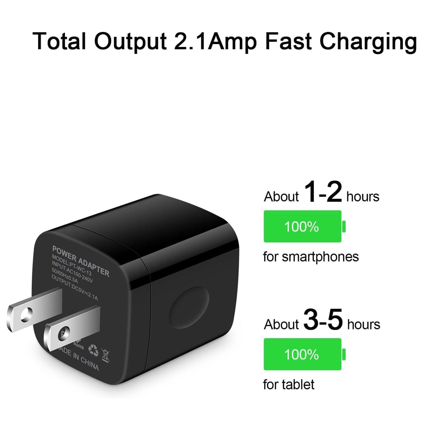 Black USB Wall Adapter, Charging Block, 3Pack Dual Port 2.1A Fast Wall Charger Brick Base Cube USB Plug Outlet Phone Charger Box for iPhone 16e 16 Pro