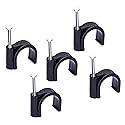 Mini Skater 16mm Nylon Steel Nail in Circle Ethernet Cable Clips Cord Holder Wire Management,Pack of 50.(Black)