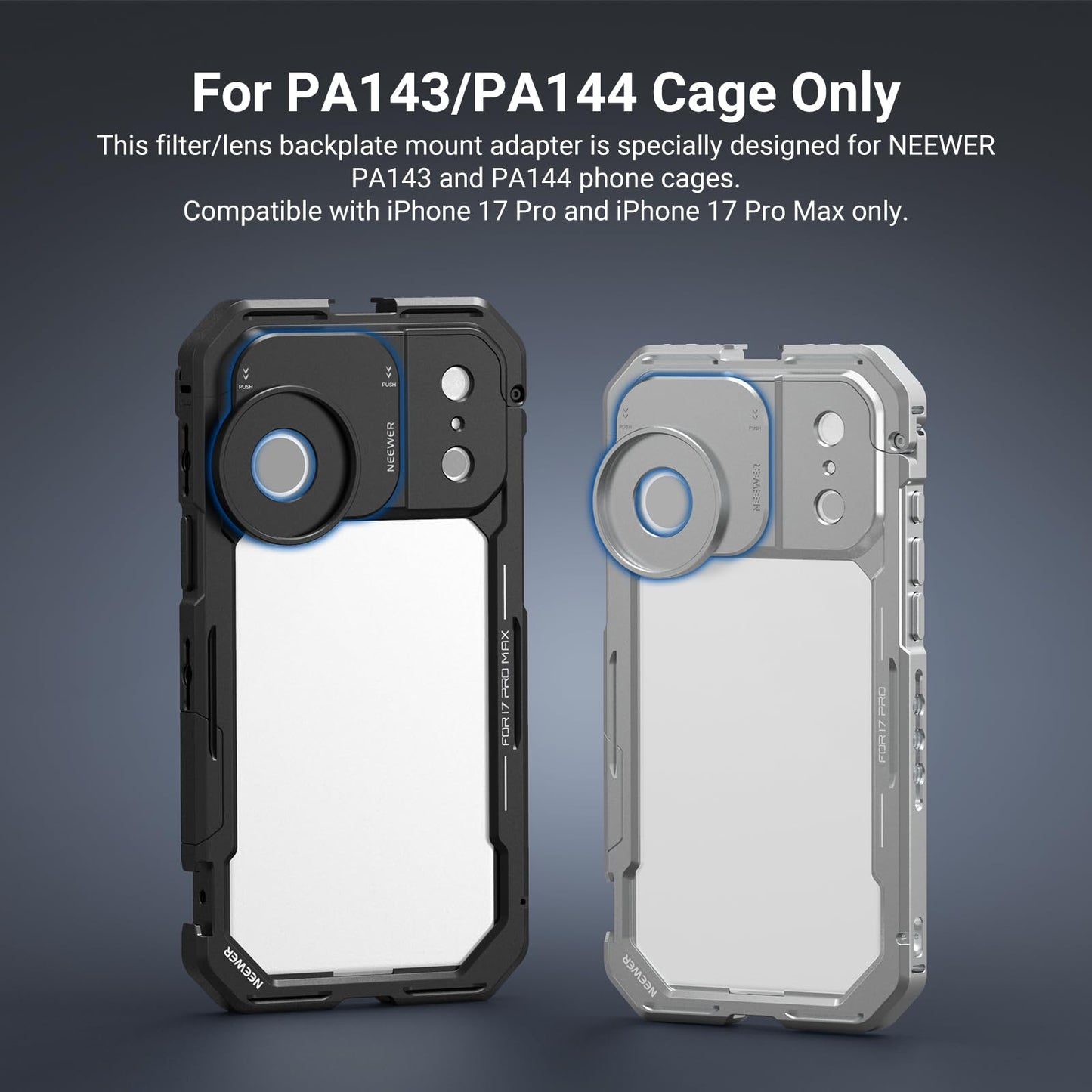 NEEWER 37mm Filter Lens Backplate for PA143/PA144 Phone Cage Only, Quick Release Video Rig Mobile Camera Photography Accessories Compatible