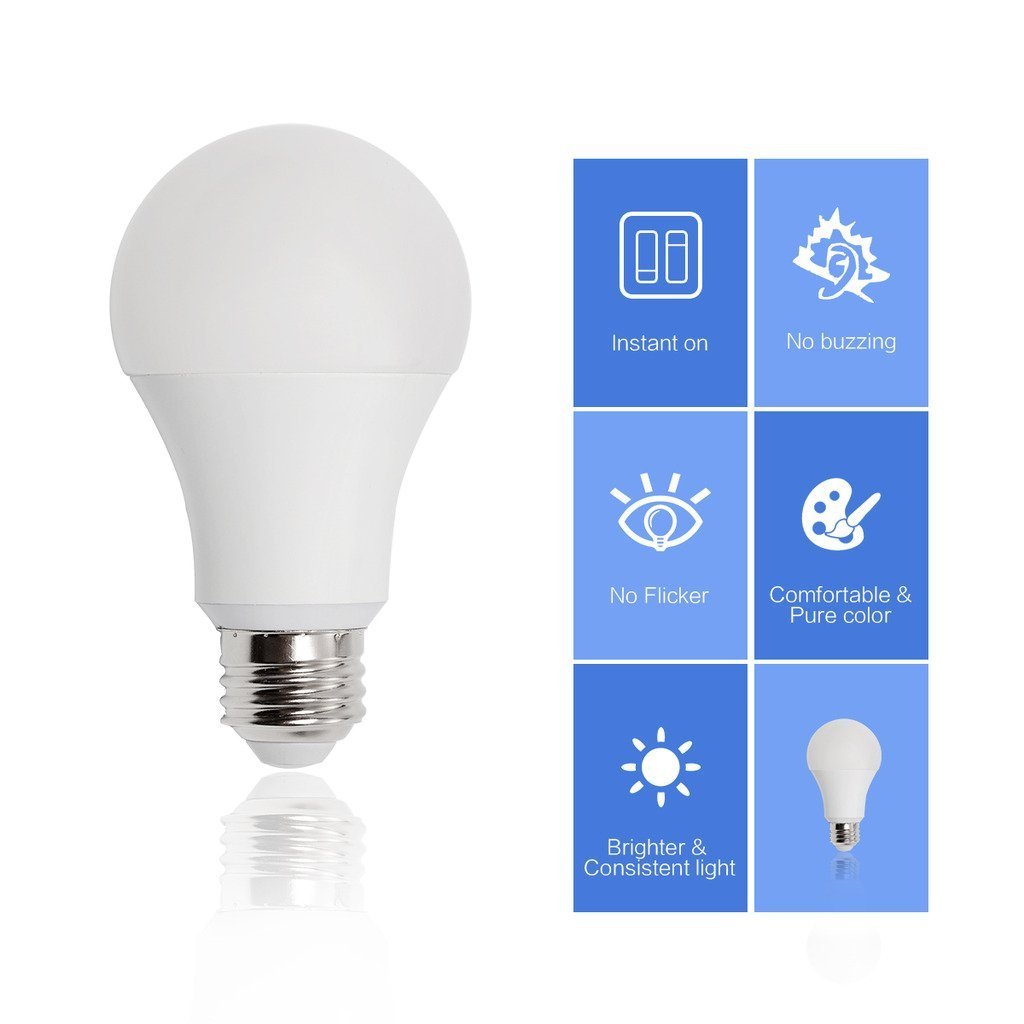 CTKcom A19 LED Light Bulbs 5W(4 Pack)- 40 Watt Equivalent 6000K Daylight White LED Light Bulbs E26/E27 Base,270 Degree Beam Angle for Home Dining Room