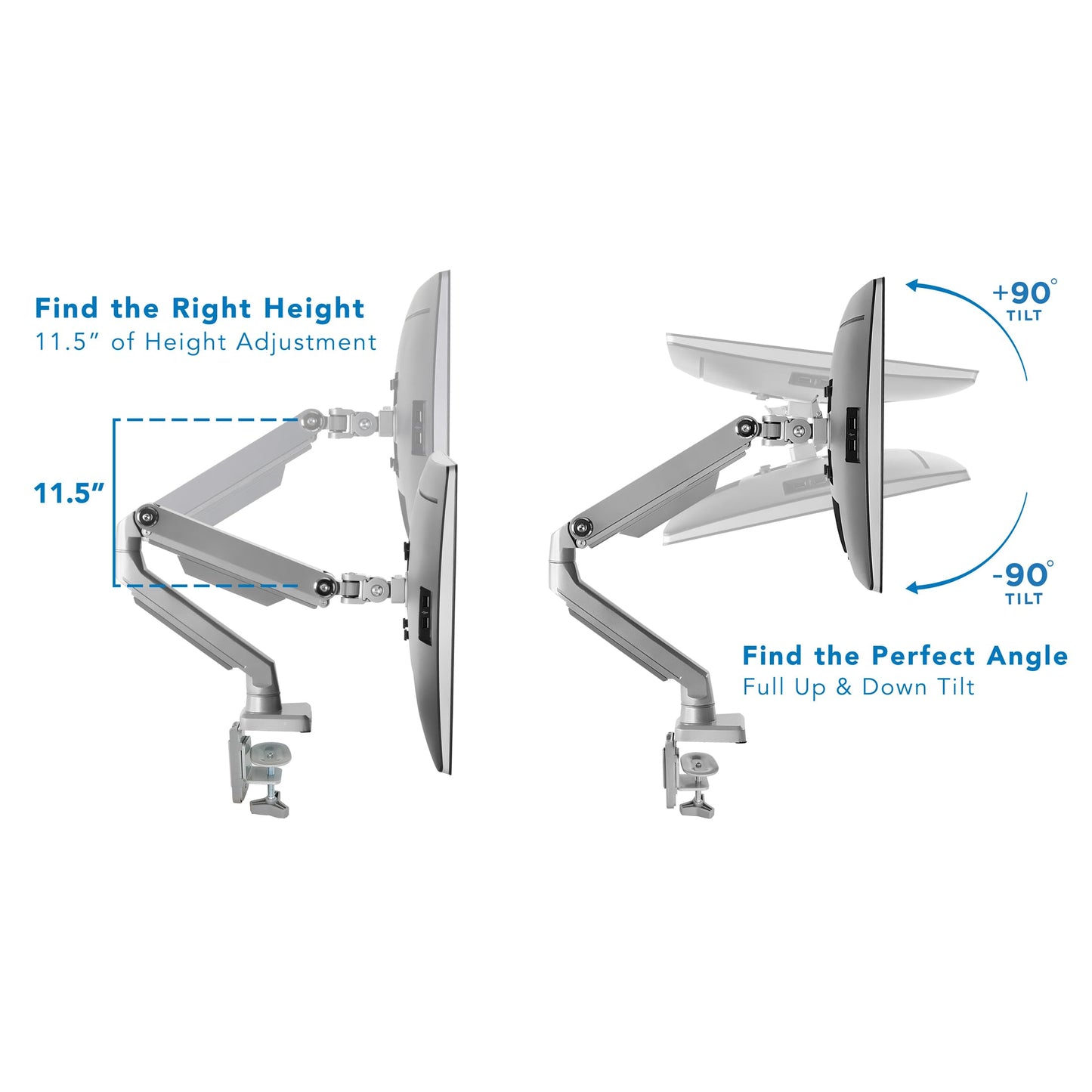 Mount-It! Single Monitor Arm Desk Mount, Mechanical Spring Height Adjustable Monitor Stand for 13-32 Inch Screens up to 17.6 lbs, VESA 75x75