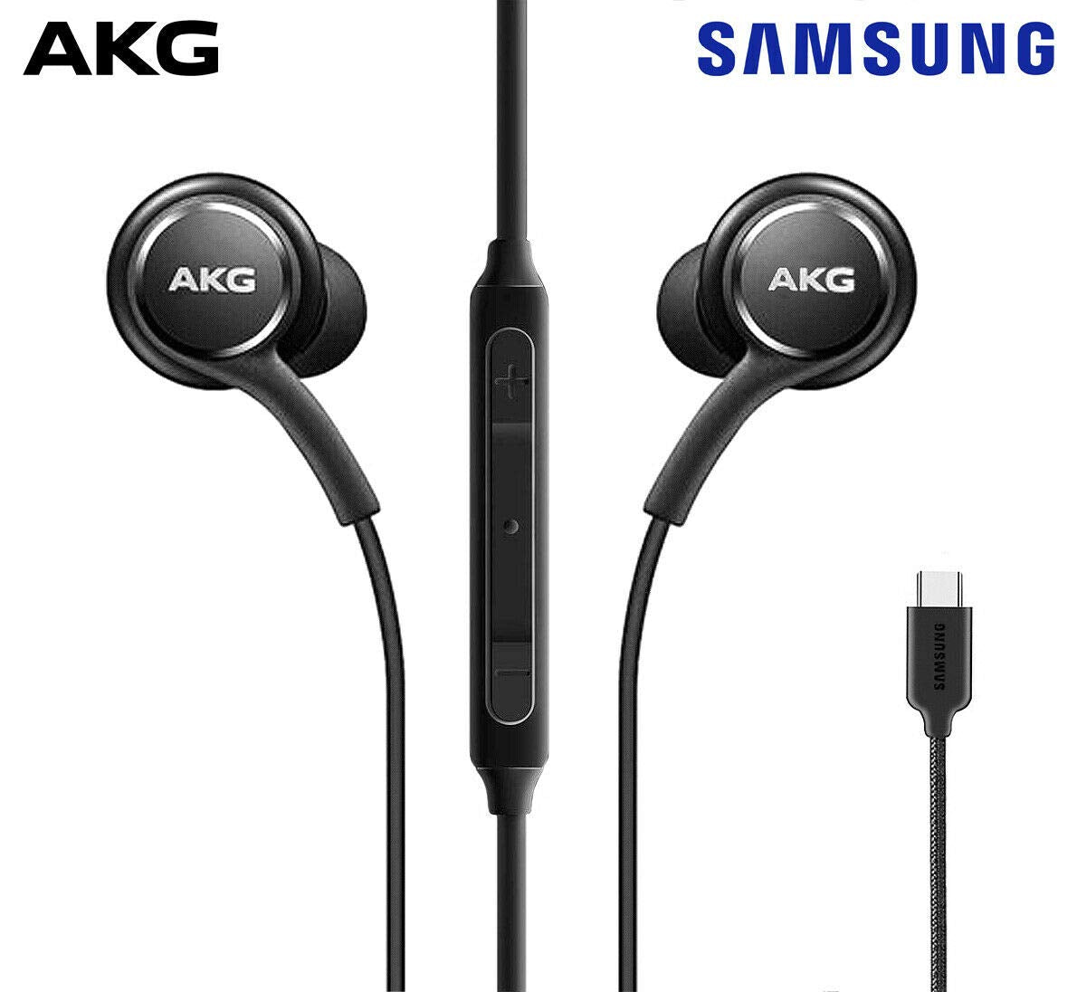 AKG Wired In-Ear Earbuds with Mic USB-C Earbuds with Braided Cable Compatible with Samsung Galaxy S24 Ultra, S24+, S23, S22, S21, S10, S10E & iPhone