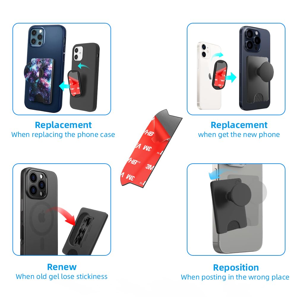volport 10pcs Sticky Adhesive Replacement for Pops Wallet+ & Wallet Plus Base, Socket Wallet Case Back Sticker Pads, Double-Sided High Stickiness