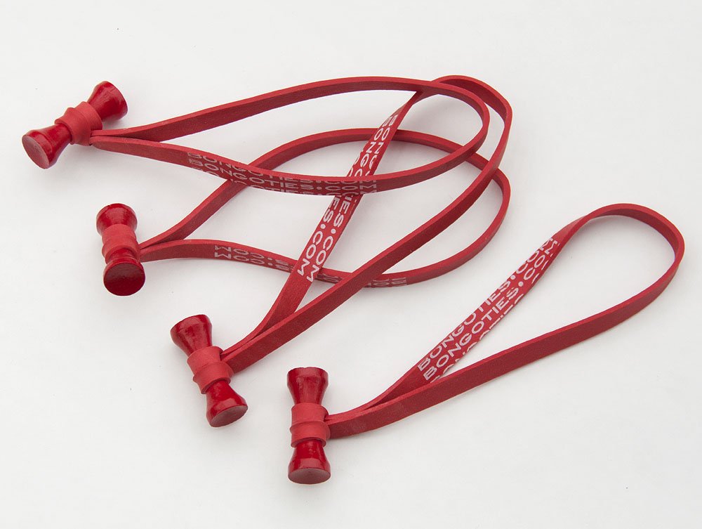 BongoTies ALL RED Bongo Ties A5-01-R - 10 Pack ~ Professional cable ties made of natural rubber and bamboo ~ HANDY TIES FOR CABLES AND OTHER UNRULY