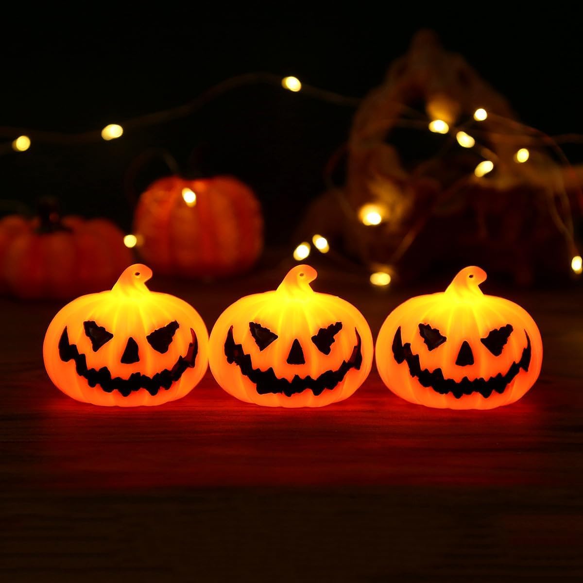 Mingkeda Halloween Flameless Candles,Mingkeda Halloween Party Lamp Decoration, Artificial Harvest Pumpkin Lanterns (3 Pumpkin Lanterns)