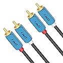 J&D 2 RCA M/M Stereo Audio Cable, 2RCA Auxiliary Audio Cord Aluminum Alloy Shell Gold-Plated Plug for Home Theater, HDTV, Amplifiers, Hi-Fi Systems