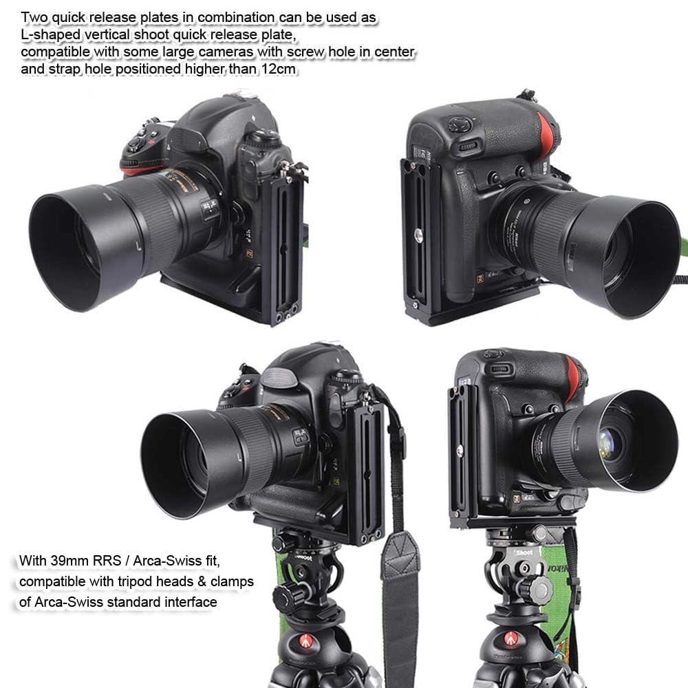 iShoot 12cm Long Camera Quick Release Plate Compatible with Large Camera with Battery Grip & Arca-Swiss Fit Tripod Ball Head Clamp - You May Buy 2 pcs